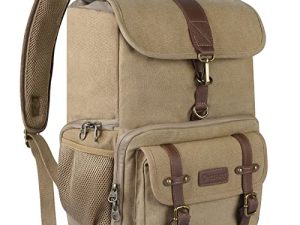 Endurax Canvas Camera Backpack Bag for Photographers DSLR Backpacks fit up to 15.6 Laptop Rain Cover Included