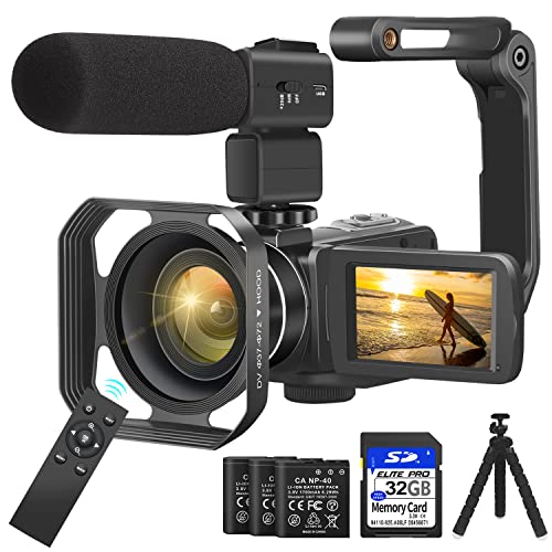 KOMERY Camcorders Video Camera 4K 56MP UHD Video Camera for YouTube with External Mic Video Camera Camcorder with 32G SD Card 2.4G Remote IR Night Vision KOMERY Camcorders Video Camera 4K 56MP UHD Video Camera for YouTube with External Mic Video Camera Camcorder with 32G SD Card 2.4G Remote IR Night Vision
