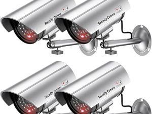 WALI Bullet Dummy Fake Surveillance Security CCTV Dome Camera Indoor Outdoor with 1 LED Light