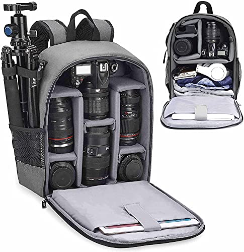 Cwatcun Camera Backpack Bag Professional for SLR DSLR Mirrorless Camera Waterproof Camera Case Compatible with Sony Canon Nikon Camera and Lens Tripod Accessories (Ⅱ Small Grey) Cwatcun Camera Backpack Bag Professional for SLR DSLR Mirrorless Camera Waterproof Camera Case Compatible with Sony Canon Nikon Camera and Lens Tripod Accessories (Ⅱ Small Grey)
