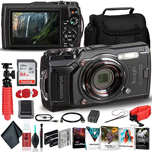 Olympus Tough TG-6 Waterproof Camera (Black) - Adventure Bundle - with 2 Extra Batteries + Float Strap + Sandisk 64GB Ultra Memory Card + Padded Case + Flex Tripod + Photo Software Suite + More Olympus Tough TG-6 Waterproof Camera (Black) - Adventure Bundle - with 2 Extra Batteries + Float Strap + Sandisk 64GB Ultra Memory Card + Padded Case + Flex Tripod + Photo Software Suite + More