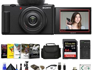 Sony ZV-1F Vlogging Camera (Black) (ZV1F/B) + Case + 64GB Card + NP-BX1 Battery + Card Reader + Corel Photo Software + HDMI Cable + Charger + Flex Tripod + Memory Wallet + Cap Keeper + Cleaning Kit
