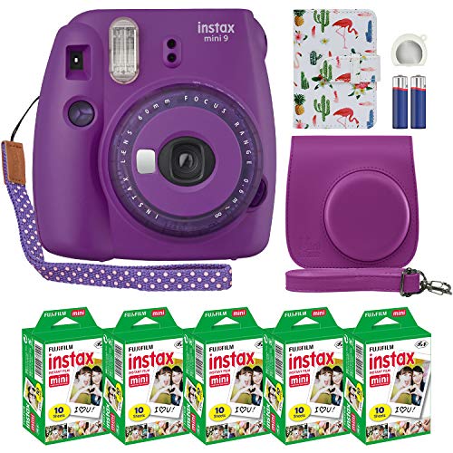Fujifilm Instax Mini 9 Instant Camera Clear Purple with Clear Accents with Custom Case + Fuji Instax Film Value Pack (50 Sheets) Designer Photo Album for Fuji instax Mini 9 Photos Fujifilm Instax Mini 9 Instant Camera Clear Purple with Clear Accents with Custom Case + Fuji Instax Film Value Pack (50 Sheets) Designer Photo Album for Fuji instax Mini 9 Photos