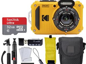 Kodak PIXPRO WPZ2 Digital Camera + SanDisk Ultra 32GB microSDHC UHS-I Card + Black Point & Shoot Case + Floating Wrist Strap for Underwater/Waterproof Cameras + Accessories