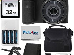 Kodak PIXPRO AZ255 Digital Camera Kit (Black) + Point & Shoot Camera Case + 32GB SD Memory Card + Rechargeable Batteries & Charger + USB Card Reader + Table Tripod + Accessories