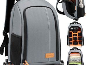 TARION Camera Backpack Waterproof Camera Bag Large Capacity Camera Case with 15 Inch Laptop Compartment Rain Cover for Women Men Photographer Lens Tripod Grey