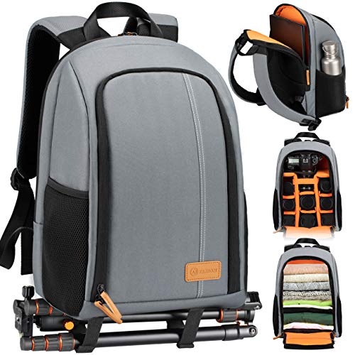 TARION Camera Backpack Waterproof Camera Bag Large Capacity Camera Case with 15 Inch Laptop Compartment Rain Cover for Women Men Photographer Lens Tripod Grey TARION Camera Backpack Waterproof Camera Bag Large Capacity Camera Case with 15 Inch Laptop Compartment Rain Cover for Women Men Photographer Lens Tripod Grey