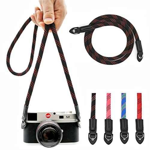 Eorefo Camera Strap Vintage 100cm Nylon Climbing Rope Camera Neck Shoulder Strap for Micro Single and DSLR Camera (Black/Red) Eorefo Camera Strap Vintage 100cm Nylon Climbing Rope Camera Neck Shoulder Strap for Micro Single and DSLR Camera (Black/Red)