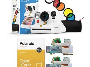 Polaroid Now+ Instant Film Camera (White) with Color Instant Film and Film Kit Bundle (3 Items)