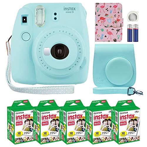 Fujifilm Instax Mini 9 Instant Camera Ice Blue with Custom Case + Fuji Instax Film Value Pack (50 Sheets) Flamingo Designer Photo Album for Fuji instax Mini 9 Photos Fujifilm Instax Mini 9 Instant Camera Ice Blue with Custom Case + Fuji Instax Film Value Pack (50 Sheets) Flamingo Designer Photo Album for Fuji instax Mini 9 Photos