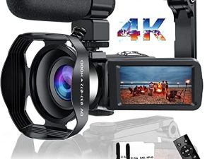4K Video Camera 48MP 18X HD Camcorder WiFi IR Night Vision Video Camera for YouTube 3.0inch HD Touch Screen Vlogging Camera with External Microphone