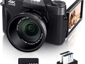 Digital Camera for Photograohy and Video VJIANGER 4K 48MP Vlogging Camera for YouTube with 180° Flip Screen