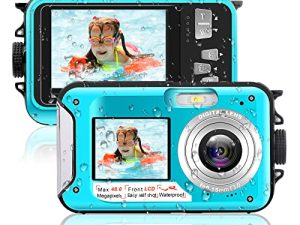 Kaisoon Tech Underwater Camera 10FT Waterproof Digital Camera HD 2.7K 48MP Video Selfie Dual Screen 16X Waterproof Camera Underwater Camera for Snorkeling（806BU）