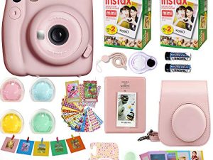 Fujifilm Instax Mini 11 Camera + Fuji Instant Instax Film (40 Sheets) & Includes Case + Assorted Frames + Photo Album + 4 Color Filters and More Bundle (Blush Pink)