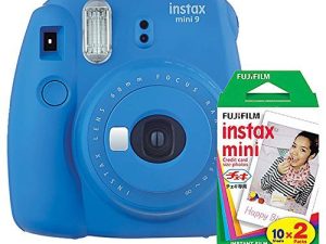 Fujifilm Instax Mini 9 Instant Camera (Cobalt Blue) with Film Twin Pack Bundle (2 Items)