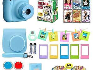 Fujifilm Instax Mini 11 Instant Camera Sky Blue + Shutter Compatible Carrying Case + Fuji Film Value Pack (20 Sheets) + Shutter Accessories Bundle