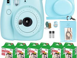 FujiFilm Instax Mini 9 Instant Camera + Fujifilm Instax Mini Film (60 Sheets) Bundle with Deals Number One Accessories Including Carrying Case