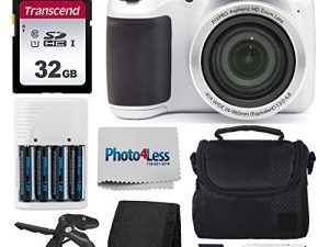 Kodak PIXPRO AZ401 Astro Zoom 16MP Digital Camera (White) + Point & Shoot Camera Case + Transcend 32GB SD Memory Card + Rechargeable Batteries & Charger + USB Card Reader + Table Tripod + Accessories