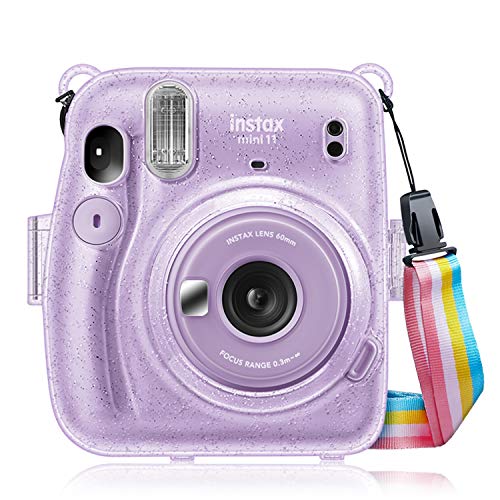 Fintie Protective Clear Case for Fujifilm Instax Mini 11 Instant Film Camera - Crystal Hard Shell Cover with Removable Rainbow Shoulder Strap Fintie Protective Clear Case for Fujifilm Instax Mini 11 Instant Film Camera - Crystal Hard Shell Cover with Removable Rainbow Shoulder Strap