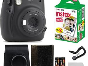 Fujifilm Instax Mini 11 Instant Camera Mocha Grey | Instax Mini Twin Pack Film | Glitter Photo Album Holds 64 Photos | Groovy Case | Cloth