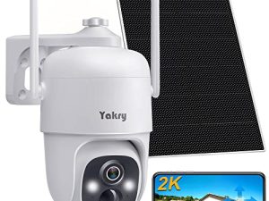 Yakry Security Cameras Wireless Outdoor WiFi 5W Solar Battery Powered 2K 3MP Solar Security Camera with 365 Days Continuous Power Supply C3