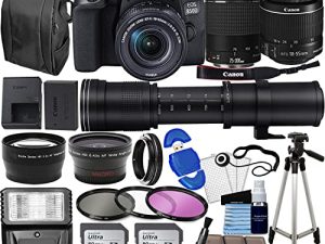 Camera EOS 850D (Rebel T8i) DSLR Camera w/ 18-55mm Lens + 75-300mm III Lens + 420-800mm Zoom Lens + Wide Angle + Telephoto Lens + 128GB Memory + Case + Tripod + Filter Kit + Pro Bundle