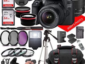 Canon EOS 2000D (Rebel T7) DSLR Camera w/Canon EF-S 18-55mm F/3.5-5.6 Zoom Lens + Case + 128GB Memory (28pc Bundle) (Renewed)