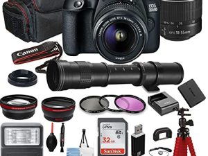 2000D (Rebel T7) DSLR Camera Bundle with EF-S 18-55mm f/3.5-5.6 Lens + 420-800mm Telephoto Zoom Lens + SanDisk 32GB Memory Cards + Photography Kit