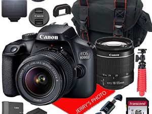 Canon EOS 4000D DSLR Camera w/Canon EF-S 18-55mm F/3.5-5.6 III Zoom Lens + Case + 32GB SD Card (15pc Bundle)
