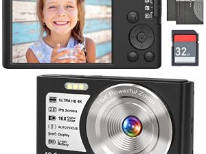 4K Digital Camera 48MP Compact Camera Autofocus 16X Digital Zoom Portable Camera for Boys