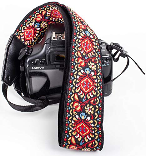 Red Woven Vintage Camera Strap For All DSLR Camera. Embroidered Christmas Gift Elegant Universal Neck & Shoulder Strap Red Woven Vintage Camera Strap For All DSLR Camera. Embroidered Christmas Gift Elegant Universal Neck & Shoulder Strap