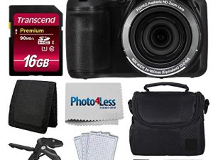 Kodak PIXPRO AZ401 Astro Zoom 16MP Digital Camera (Black) + Camera Case + Transcend 16GB SDHC Class10 UHS-I Card 400X Memory Card + USB Card Reader + Table Tripod + Accessories