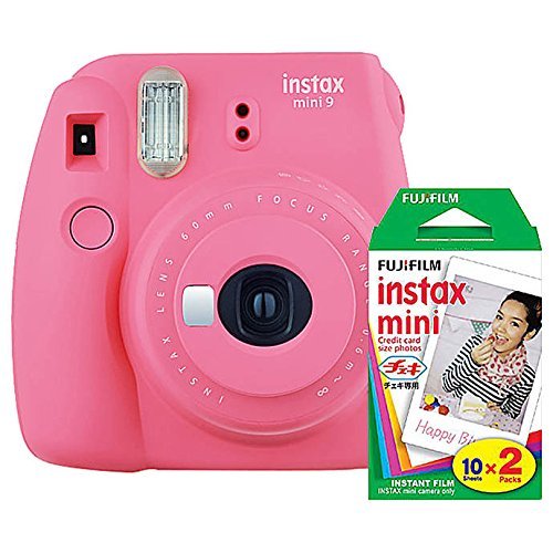 Fujifilm instax Mini 9 Instant Camera (Flamingo Pink) and instax Film Twin Pack (20 Exposures) Bundle Pink Fujifilm instax Mini 9 Instant Camera (Flamingo Pink) and instax Film Twin Pack (20 Exposures) Bundle Pink