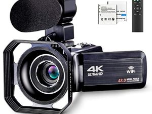 OIEXI 4k Video Camera Camcorder for YouTube Ultra HD 4K 48MP Vlogging Camera with Microphone & Remote Control WiFi Digital Camera 3.0" IPS Touch Screen IR Night Vision 2 Batteries