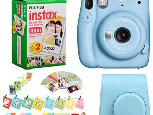 Fujifilm Instax Mini 11 Instant Camera + Fuji Instax Film 20 Shots + Protective Case + Frames Design Kit (Sky Blue)