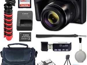 PowerShot SX420 is Digital Camera (Black) with 128GB SD Memory Card + Accessory Bundle + Rtech Digital Cloth