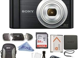 Sony W800/B DSC-W800/B DSCW800B 20 MP Digital Camera 5X Optical Zoom (Black) Bundle with 64GB SDHC Memory Card