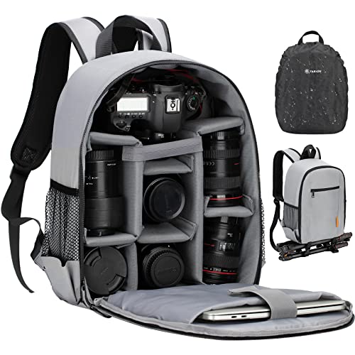TARION Camera Bag Professional Camera Backpack Case with Laptop Compartment Waterproof Rain Cover for DSLR SLR Mirrorless Camera Lens Tripod Photography Backpack for Women Men Photographer Grey TB-S TARION Camera Bag Professional Camera Backpack Case with Laptop Compartment Waterproof Rain Cover for DSLR SLR Mirrorless Camera Lens Tripod Photography Backpack for Women Men Photographer Grey TB-S