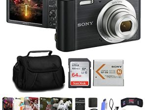 Sony Cyber-Shot DSC-W800 Digital Camera (Black) (DSCW800/B) + Case + 64GB Card + Card Reader + Flex Tripod + Memory Wallet + Cleaning Kit