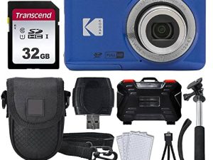 Kodak PIXPRO FZ55 Digital Camera (Blue) + 32GB Memory Card + Point and Shoot Camera Case + Extendable Monopod + Lens Cleaning Pen + LCD Screen Protectors + Table Top Tripod – Ultimate Bundle