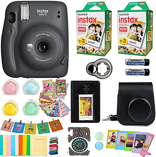 Fujifilm Instax Mini 11 Camera + Fuji Instant Instax Film (40 Sheets) & Includes Case + Assorted Frames + Photo Album + 4 Color Filters and More Bundle (Charcoal Grey) Fujifilm Instax Mini 11 Camera + Fuji Instant Instax Film (40 Sheets) & Includes Case + Assorted Frames + Photo Album + 4 Color Filters and More Bundle (Charcoal Grey)