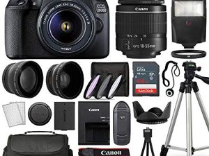 Canon Cameras EOS 2000D / Rebel T7 Digital SLR Camera Body w/Canon EF-S 18-55mm f/3.5-5.6 Lens 3 Lens DSLR Kit Bundled with Complete Accessory Bundle+ 64GB+ Flash+ More - International Model (Renewed)
