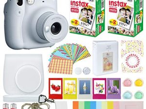 Fujifilm Instax Mini 11 Instant Camera Ice White + MiniMate Accessories Bundle + Fuji Instax Film Value Pack (40 Sheets) Accessories Bundle