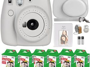 FujiFilm Instax Mini 9 Instant Camera + Fujifilm Instax Mini Film (60 Sheets) Bundle with Deals Number One Accessories Including Carrying Case