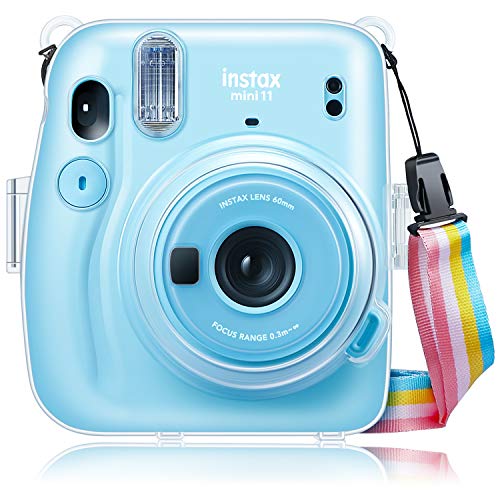 Fintie Protective Clear Case for Fujifilm Instax Mini 11 Instant Film Camera - Crystal Hard Shell Cover with Removable Rainbow Shoulder Strap Fintie Protective Clear Case for Fujifilm Instax Mini 11 Instant Film Camera - Crystal Hard Shell Cover with Removable Rainbow Shoulder Strap