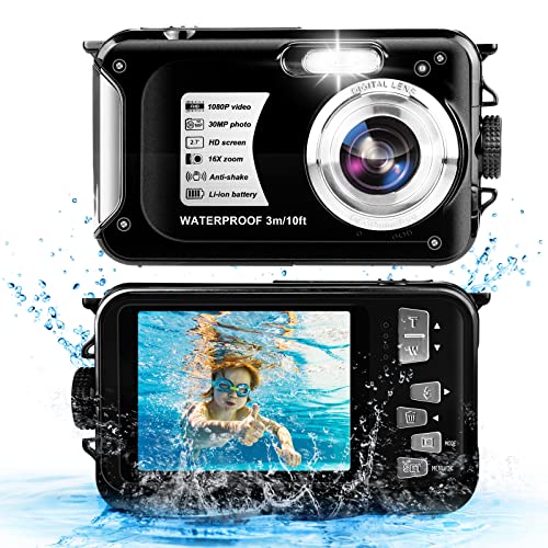 Underwater Camera 10FT 1080P HD 16X Zoom Waterproof Camera 30MP Waterproof Digital Camera Video Underwater Camera for Snorkeling(Black) Underwater Camera 10FT 1080P HD 16X Zoom Waterproof Camera 30MP Waterproof Digital Camera Video Underwater Camera for Snorkeling(Black)