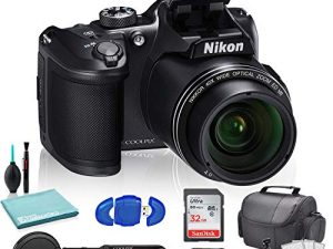 Nikon COOLPIX B500 Digital Camera (Black) (26506) + SanDisk 32GB Ultra Memory Card + Memory Card Wallet + Deluxe Soft Bag + 12 Inch Flexible Tripod + Deluxe Cleaning Set + USB Card Reader