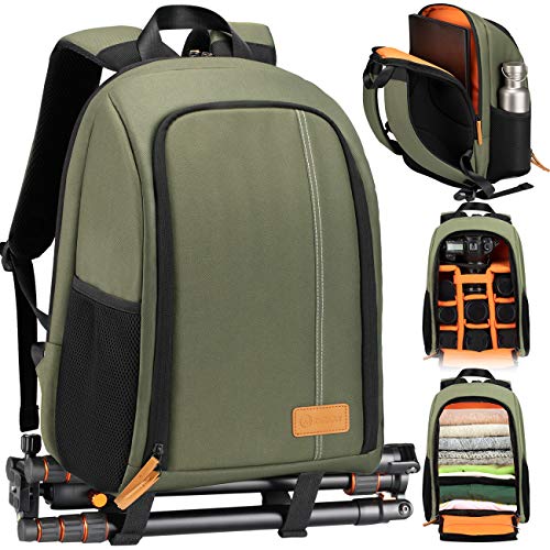 TARION Camera Backpack Waterproof Camera Bag Large Capacity Camera Case with 15 Inch Laptop Compartment Rain Cover for Women Men Photographer Lens Tripod Green TARION Camera Backpack Waterproof Camera Bag Large Capacity Camera Case with 15 Inch Laptop Compartment Rain Cover for Women Men Photographer Lens Tripod Green