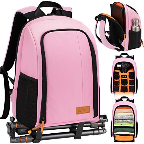 TARION Camera Backpack Waterproof Camera Bag Large Capacity Camera Case with 15 Inch Laptop Compartment Rain Cover for Women Men Photographer Lens Tripod Pink TARION Camera Backpack Waterproof Camera Bag Large Capacity Camera Case with 15 Inch Laptop Compartment Rain Cover for Women Men Photographer Lens Tripod Pink