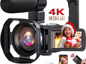 Camcorder 4K Video Camera 48MP 60FPS WIFI Digital Camcorder 18X Digital Zoom with IR Night Version Vlogging Camera 3.0" IPS Touch Screen with Microphone